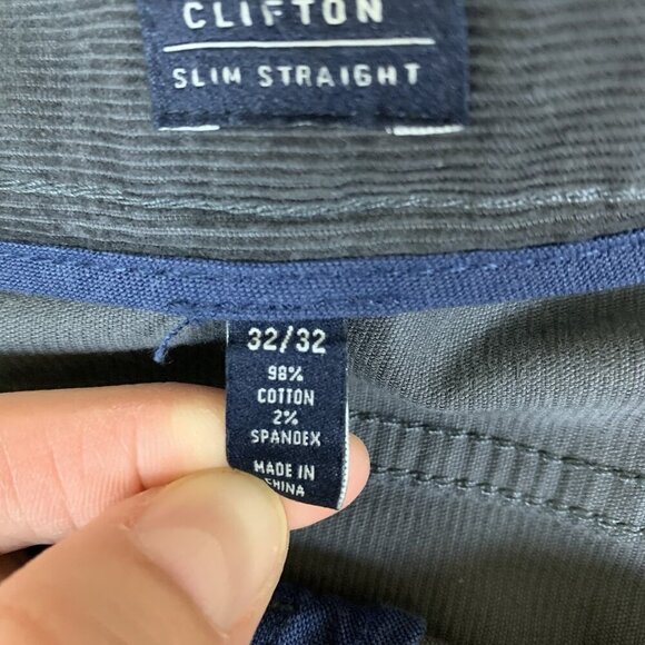 7Diamonds Clifton Slim Straight Gray Corduroy Pants 32x32 Stretch Casual Modern - Picture 6 of 6